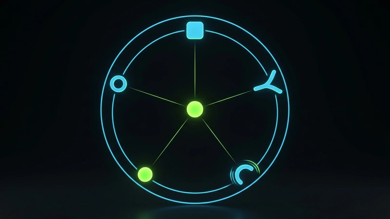 A circular weekly review loop with five distinct signal nodes representing answered calls, bookings, escalations, handoff speed and complaints, feeding a central improvement point